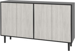 HOMCOM Bufet Modern cu 2 Dulapuri și Raft Reglabil, Mobilier Bucătărie cu 4 Uși și Picioare din Pin, 121x37x75 cm, Negru | Aosom Romania (83A-061V80BK) Bufet