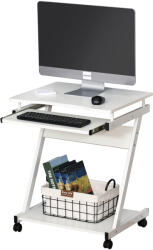 HomCom Masa cu roti HOMCOM, suport PC/laptop, 60x48x73cm alb | Aosom Romania (836-293WT)