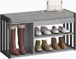 HomCom Suport pentru pantofi cu bancă de ședere, mobilier de hol pentru pantofi, dulap cu design în 3 trepte, pentru hol, intrare, camera de zi, dormitor, Gri | Aosom Romania (837-608V90GY) Pantofar