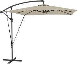 Outsunny Umbrelă de Grădină Suspendată 2.47x2.47 m, Umbrelă de Exterior cu Bază în Cruce, Corzi Antivânt, Bej | Aosom Romania (84D-396V00KK)