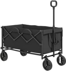 Outsunny Cărucior de Grădină de 160L cu 4 Roți, Geantă Extensibilă, Mâner Rotativ și Reglabil, 95x55x102 cm, Negru | Aosom Romania (84H-314V00BK)