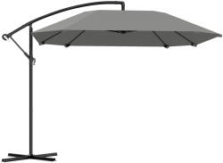 Outsunny Umbrelă laterală 3 m, umbrelă de grădină exterioară înclinabilă, bază, manivelă, țesătură poliester 180 g/m2, Gri închis | Aosom Romania (84D-392V00CG)