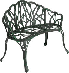 Outsunny Banc de grădină din aluminiu turnat, banc exterior 2 locuri cu spătar lalea, șezut floral, 99x57x78cm, vert antique | Aosom Romania (84G-956V00GN)