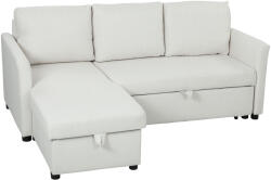 HOMCOM Divan Extensibil pentru 3 Persoane cu Șezlong Convertibil, Divan Rabatabil cu Compartiment de Depozitare și 3 Perne Detașabile, Material Textil cu Efect de In, Living, 192x148x86cm, Crem | Aosom Roman Canapea