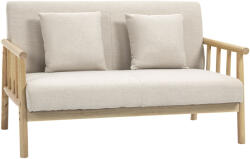 HOMCOM Canapea 2 locuri, husă cu aspect de in, compactă, până la 200 kg, cadru din lemn, 123L x 69B x 74H cm, Bej | Aosom Romania (839-629V00BG) Canapea
