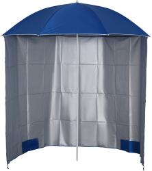 Outsunny Umbrelă de Plajă cu Perdea Laterală, Săculeți pentru Nisip și Țăruși, Ø220x220 cm, Albastru | Aosom Romania (84D-038BU)