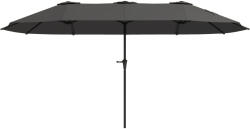 Outsunny Umbrelă Dublă de Grădină cu 12 Spițe, Orificii de Ventilație și Manivelă, 400x220x234 cm, Gri Închis | Aosom Romania (84D-415V00CG)
