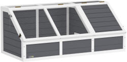 PawHut Căsuță pentru Țestoase fără Paviment cu Panel Detașabil și 2 Spații Separate, 120x55x50 cm, Gri | Aosom Romania (D40-044V00LG)