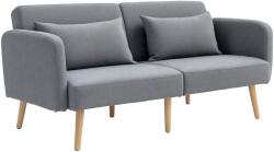 HOMCOM Canapea convertibilă 3 locuri design clic clac spătar reglabil și brațe reglabile material efect de lin gri | Aosom Romania (839-972V00GY) Canapea