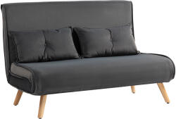 HOMCOM Canapea de dormit de 2 locuri, canapea pat, canapea transformabilă în pat, spătar reglabil, material textil, cadru metalic, Gri | Aosom Romania (83B-397V01CG) Canapea