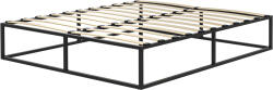HomCom Cadru de Pat de 35cm cu Platforma Dubla din Otel, Cadru 190x160cm, cu Suport cu Lamele de Placaj si Depozitare sub Pat, Negru | Aosom Romania (831-655V01BK)