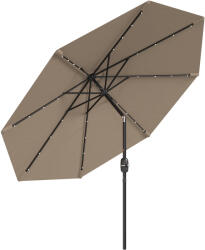 Outsunny Umbrelă de grădină Ø265 cm cu 32 LED-uri solare, manivelă și tijă din oțel pentru patio terasă Outsunny, kaki | Aosom Romania (84D-176V00KK)