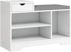 HomCom Mobilier și banc pentru pantofi 1 sertar și 3 compartimente, capacitate 5 perechi MDF, 76, 5L x 30A x 52Î cm | Aosom Romania (837-439V80WT) Pantofar