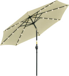 Outsunny Umbrelă de Grădină Inclinabilă Ø265 cm cu 32 Lumini LED Solare și Manivelă, Umbrelă de Exterior cu 8 Spițe, din Oțel, Poliester, pentru Terasă, Curte, Balcon, Bej | Aosom Romania (84D-176BG)