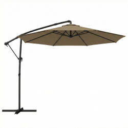Outsunny Umbrelă laterală rotundă 3 m, umbrelă de grădină înclinabilă cu husă de protecție, poliester protecție UV UPF50+, Kaki | Aosom Romania (84D-508V01KK)
