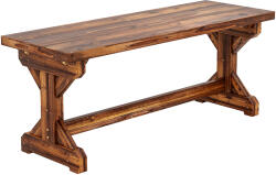 Outsunny Bancă de Grădină cu 2 Locuri din Lemn de Brad cu Bază în Formă de X, Bancă Rustică pentru Exterior Fără Spătar, pentru Patio, Verandă, Balcon, 114L x 40l x 46h cm, Finisaj Carbonizat | Aosom Romania (