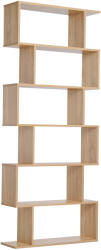 HOMCOM Bibliotecă raft zig zag Design Contemporan 80L x 23l x 192H cm 6 Niveluri Culori lemn de stejar deschis | Aosom Romania (833-382) Biblioteca