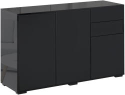 HOMCOM Dulap Versatil Negru, 2 Sertare și 2 Dulapuri cu Deschidere Prin Apăsare, pentru Spații Moderne, 117x36x74cm | Aosom Romania (838-077BK) Bufet