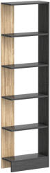 HOMCOM Bibliotecă Modernă cu 5 Rafturi din Lemn, 45 x 21 x 170 cm, Negru, Stejar | Aosom Romania (833-803V00BK) Biblioteca