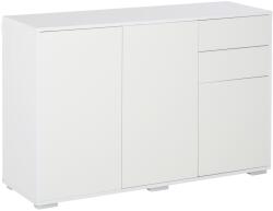 HOMCOM Mobilier Multiuz Alb, pentru Sufragerie Bucătărie Birou, 2 Sertare și 2 Uși, Deschidere Prin Apăsare, 117x36x74cm | Aosom Romania (838-077CW) Bufet