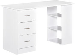 HomCom Birou modern alb cu 3 Sertare si Rafturi in Lemn 120x49x72cm (836-068WT)