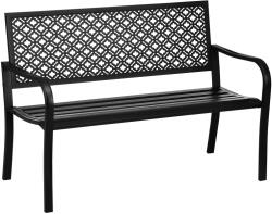 Outsunny Bancă metalică de grădină, 2 locuri, model floral, rezistentă la intemperii, 127 x 63 x 83 cm, Negru | Aosom Romania (84G-043V00BK)