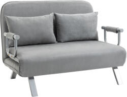 HOMCOM Canapea Pat de 2 Locuri cu Spătar Reglabil pe 5 Nivele, Canapea Pat Pliabilă cu 2 Perne, 105x80x78 cm, Gri Deschis | Aosom Romania (833-042LG) Canapea