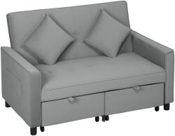 HOMCOM Canapea 4-în-1, Canapea reglabilă, Canapea-pat, cu perne, husă din material textil, pentru living, dormitor, Gri | Aosom Romania (83B-129V00GY) Canapea