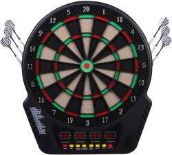 HOMCOM Țintă pentru Darts cu 6 Săgeți, Adaptor, 4 Afișaje LED și 27 de Jocuri, din ABS și PP, 44x51.5x3.2 cm, Negru | Aosom Romania (5550-4362)