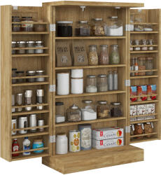 HOMCOM Bufet de bucătărie mobilier de bucătărie de depozitare cu 12 rafturi la uși rafturi reglabile 60 x 30 x 104 cm efect lemn natural | Aosom Romania (83A-097V80ND) Bufet
