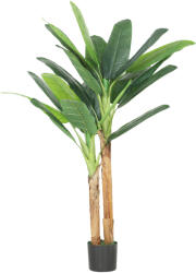 HOMCOM Arbore de banan artificial 150 cm Plantă artificială decorativă cu ghiveci și 2 trunchiuri pentru Casă Birou Living Verde | Aosom Romania (830-941V02GN)