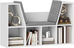 HOMCOM Bibliotecă cu loc de șezut, 6 rafturi, căptușit, 105 x 30 x 63 cm, alb | Aosom Romania (836-568V90WT) Biblioteca