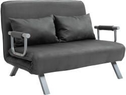 HOMCOM Canapea Extensibilă cu Șezut Reglabil în 5 Poziții și Perne Detașabile, Canapea din Imitație de Piele, 105x80x78 cm, Gri | Aosom Romania (833-042) Canapea