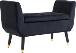 HOMCOM banchetă cu depozitare și cotiere, banchetă tapițată cu aspect de catifea, cufăr cu picioare din lemn, bancă pentru living, dormitor, hol 107 x 42 x 65 cm, Negru | Aosom Romania (838-169BK)