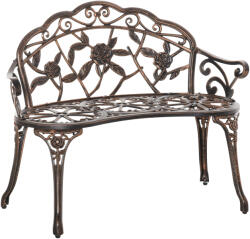 Outsunny Bancă de grădină 2 locuri din metal, bancă în stil retro, bancă de parc cu model floral 100 x 54 x 78 cm, Bronz | Aosom Romania (84B-484)