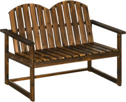 Outsunny Bancă de grădină pentru 2 persoane, design rustic, lemn de pin, 114x63x86 cm | Aosom Romania (84G-106V00DW)
