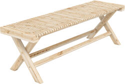 Outsunny Bancă de grădină din lemn masiv, banchetă cu șezut în șipcă, 140 x 40 x 43 cm, lemn natural | Aosom Romania (84K-074V00ND)