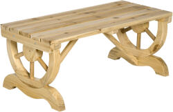 Outsunny Bancă de Grădină cu 2 Locuri, Design cu Roți, Bancă de Exterior din Lemn de Brad, pentru Terasă, Patio și Curte, 98x50x39, 5 cm, Aspect Lemn Natural | Aosom Romania (84B-410ND)
