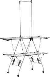 HOMCOM Uscător de rufe cu suport pliabil și roți, spațiu mare de uscare, oțel inoxidabil 138, 5 x 63 x 208 cm argintiu negru | Aosom Romania (850-136)