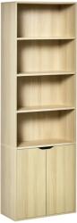 HOMCOM Bibliotecă Dulap de cărți cu 4 compartimente deschise și 2 uși pentru sufragerie și birou 59x29x180 cm Lemn natural | Aosom Romania (836-483ND) Biblioteca