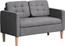 HOMCOM canapea 2 locuri, canapea cu spațiu de depozitare, picioare din lemn, canapea tapițată cu aspect catifelat pentru living, dormitor, 117x 62 x 78 cm, Gri | Aosom Romania (839-032) Canapea