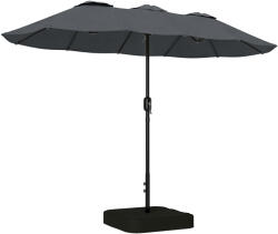Outsunny Umbrelă Dublă cu 12 Spițe, Manivelă, Bază Metalică și Saci de Nisip, din Metal și Poliester, 3x1.5 m, Gri Închis | Aosom Romania (84D-517V00CG)