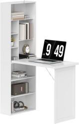 HomCom Birou de calculator pliabil cu bibliotecă, post de lucru, tablă albă și raft reglabil, 98x51x153cm, alb | Aosom Romania (836-296V81WT)