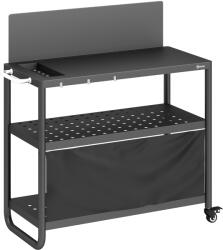 Outsunny Căruț pentru grătar Servantă de grădină mobilă cu paravânt 3 niveluri husă Oxford 100x46x110cm Negru | Aosom Romania (846-252V00BK)