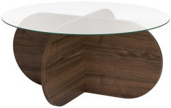 Timeless Tools Kerek dohányzóasztal edzett üveglappal, 75x35x75 cm, dió