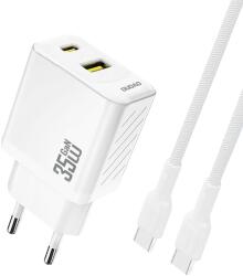 Dudao A27MaxCEU PD QC 35W USB-A USB-C Wall Charger with USB-C Cable - White (A27MaxCEU white) - vexio