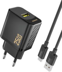Dudao A27STEU 25W GaN USB-A Wall Charger with USB-A - USB-C Cable - Black (A27STEU black) - vexio