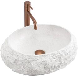 Rea Mika Ivory 50x38 cm pultra ültethető kőhatású mosdó, fehér REA-U7350 (REA-U7350)
