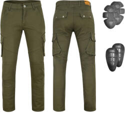  Motoros nadrág W-TEC Nuksan, levehető CE protektorok, övhurok, YKK cipzár, mosógépben mosható zöld 44/34