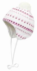  Lányka sapka, geometrikus, pomponnal, többszínű, 80% pamut, 20% poliészter (hurtimex_4061375005669)